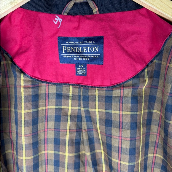 Pendleton Jacket Womens Large Waterproof Hooded Plaid Lined Red Zip - Picture 8 of 15